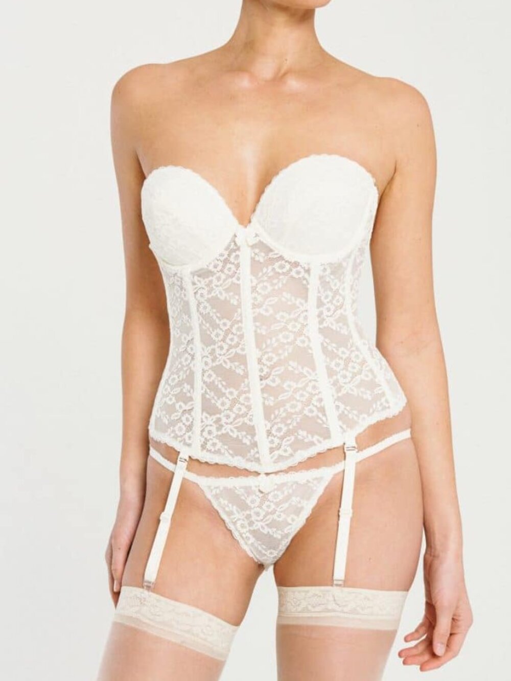 Va Bien Womens Lacey Strapless Low Back Bustier Style-7474 38D New w/ Tags $80!